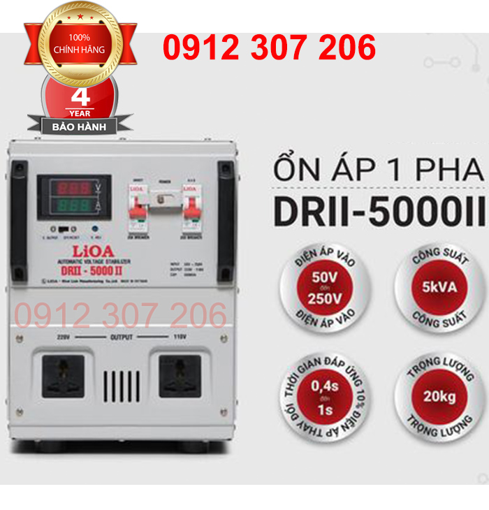 LIOA 5KVA DIỆN VÀO 50V-250V