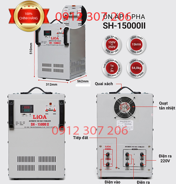 ĐẶC ĐIỂM THÔNG SỐ ỔN ÁP LIOA 15KVA MODEL SH